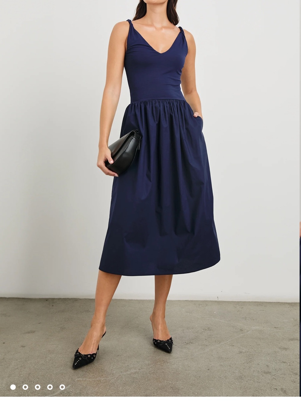 Rails Navy Gathered Midi Dress